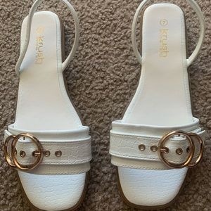 Buckle trim white sling back sandal